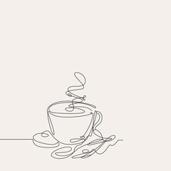 Coffee to go. Continuous line sketch.