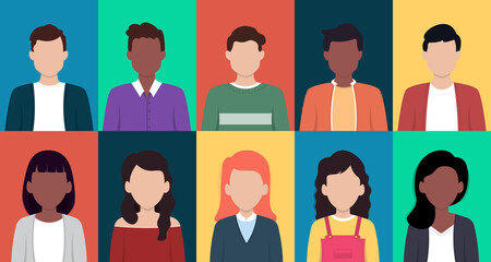 People avatar set. Different men and women characters collection.Vector illustration