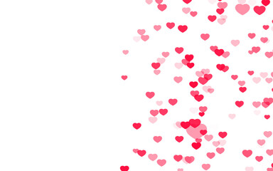 Valentine day pink hearts on white background.