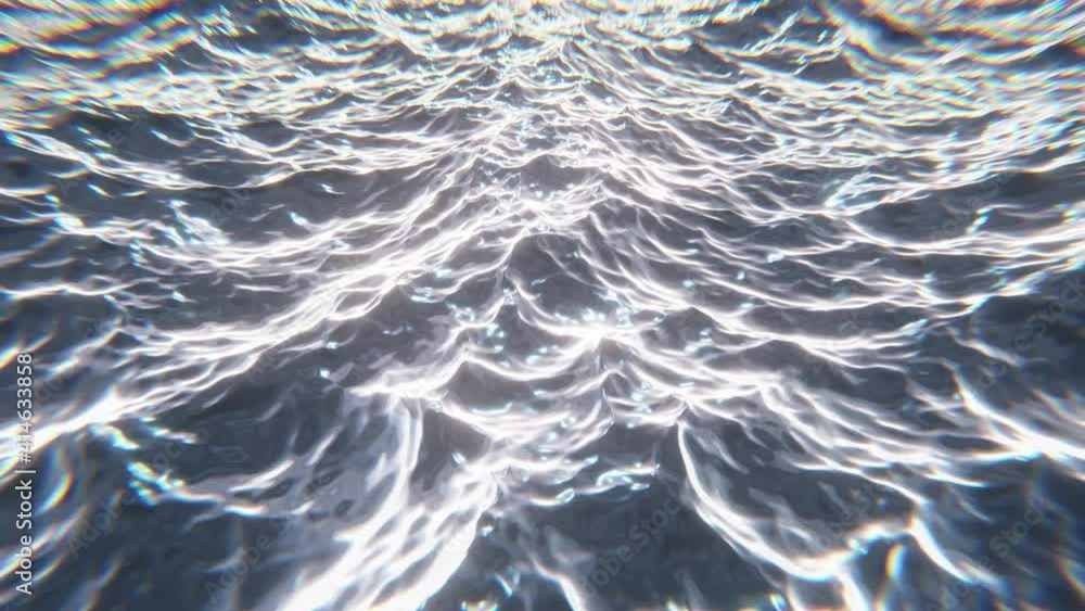 Poster realistic looping 3d animation of the sunny and shiny sparkling waving ocean waters after the storm 