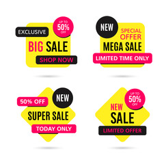 Set of sale banners isolated on white background