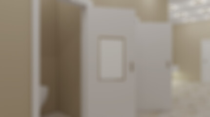 Unfocused, Blur phototography.  Public female restroom. 3D rendering.