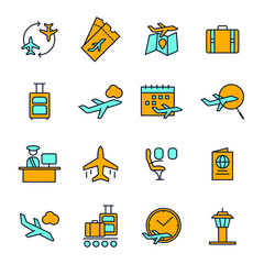 Set of Airport icon. Airport pack symbol template for graphic and web design collection logo vector illustration