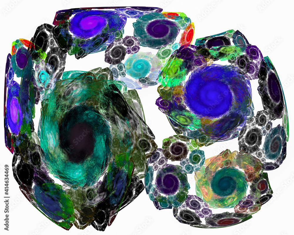 Aufkleber blurry multicolored spots are arranged in spirals and create a pattern on a white background. imitat