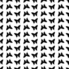 Black and white seamless repeat pattern butterfly silhouette