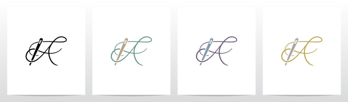 Thread And Needle Formed Letter Logo Design A