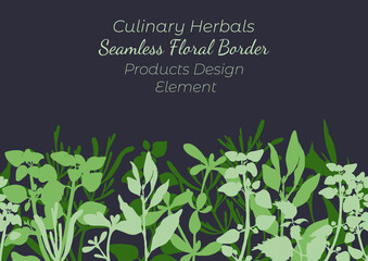 Seamless Border Made with Hand Drawn Herbals