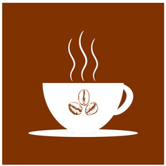 A cup of fragrant hot coffee. logo, vector.