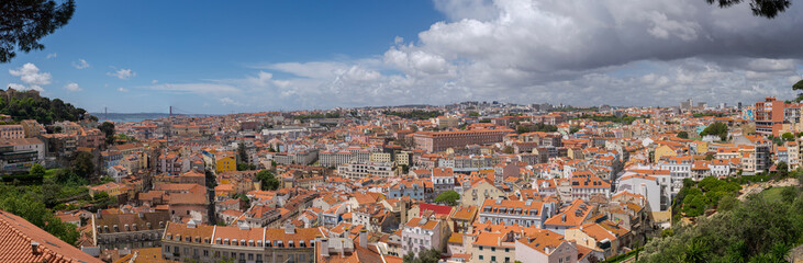 Naklejka na ściany i meble Panoramic views of the city of Lisbon from de Graca Outlook