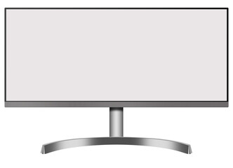illustration Silver LED Computer Mornitor with blank screen on white background