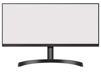 illustration Realistic black computer monitor on white background