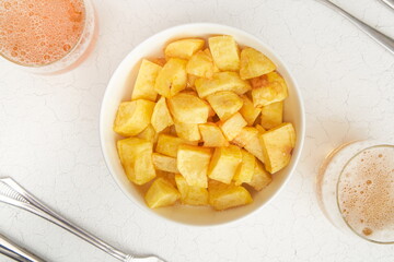 chunks of chips in small porcelain bowl