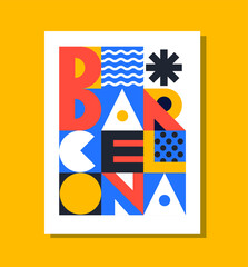  Barcelona geometric colorful poster.. Pop art design for prints on clothing, t-shirts, banner, flyer, cards, souvenir, poster - 414636625