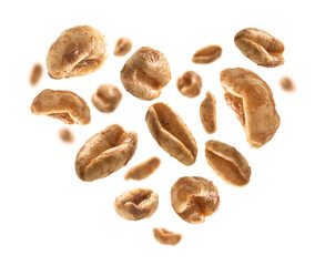 Aerial wheat in the shape of a heart on a white background