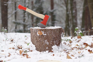 Holz hacken mit einer Axt