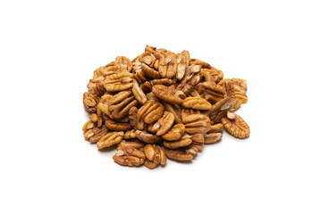 Pecan-nut isolated on white background.