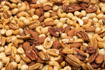 Mix of nuts as a background.
