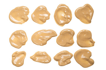 Mushroom sauce splashes isolated on white background.