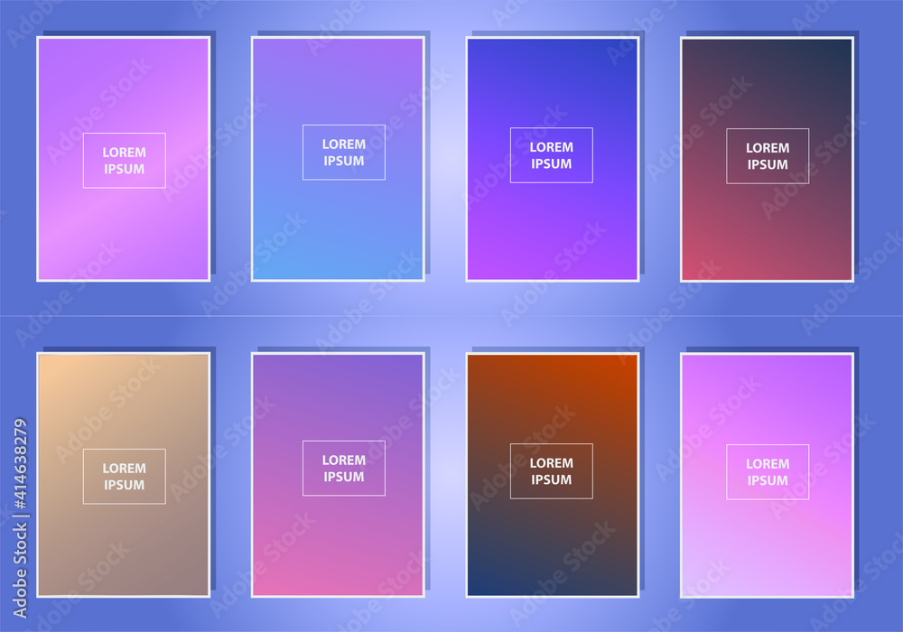 Poster set of abstract gradient banners. minimal style color background. template for wallpaper, mobile app