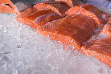 Tasty fresh salmon fillet. Close-up photography.