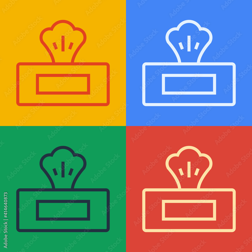 Poster pop art line wet wipe pack icon isolated on color background. vector.