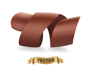 Chocolate shavings on white background, realistic vector illustration