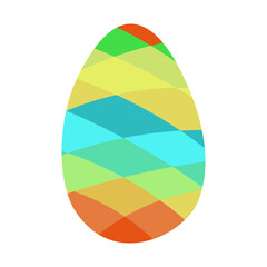 Fototapeta na wymiar An egg with a colorful rectangles ornament isolated on white background. A jpeg illustration in pinkish, green, yellow designed for prints, textile, wraps for adults and kids.