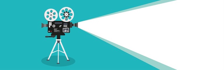 Obraz premium Movie time concept. Template for cinema poster. banner. Illustration of film projector. Vector.