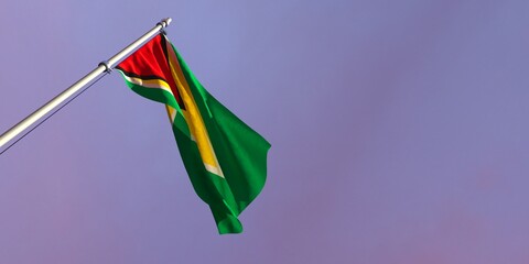 3d rendering of the national flag of the Guyana