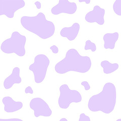 Purple cow seamless pattern. Vector abstract background with hand drawn stains on a white background