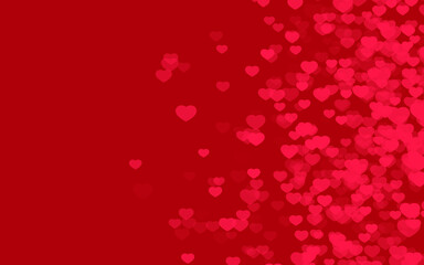 Valentine day red hearts with red background.