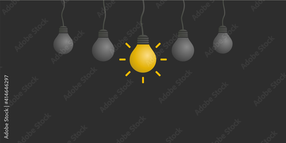 Poster new standout idea - light bulbs concept design template with copy space - illustration in editable v