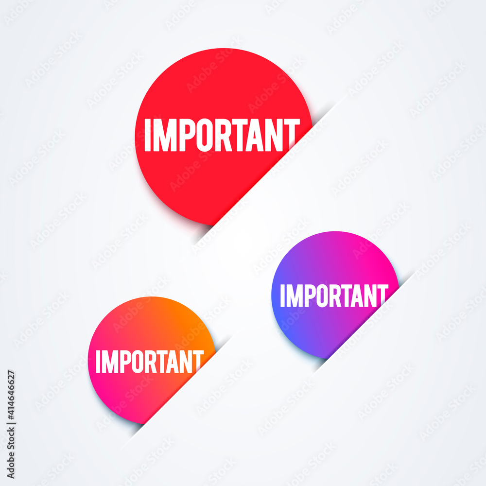 Poster vector illustration button set with text important.