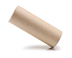 Empty toilet roll on white background