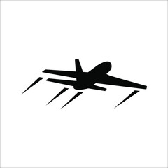 Plane track to point with dashed line way or air lines, airplane icon on white background