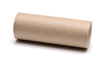 Empty toilet roll on white background