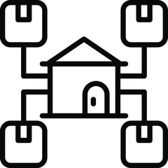 post office distribution and network map Concept Vector line Icon Design, postal service symbol , physically transporting postcards and parcels Sign, Courier and Shipping Services Stock illustration