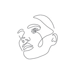 One line hand drawn face. Abstract portrait. Simple logo in minimal style for beauty salon, beautician, makeup artist, stylist. .