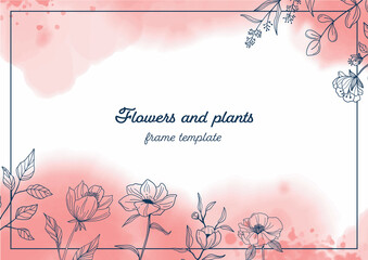 Flower and plants frame template