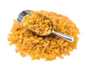 dried raisin on white background