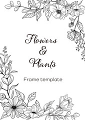Flowers and plants frame template 