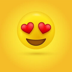 3d love eyes emoji, Smiling emoticon Face with Heart Eyes, happy smiley emoji with heart face, feelings emotion