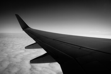 Airplane flight over endless clouds