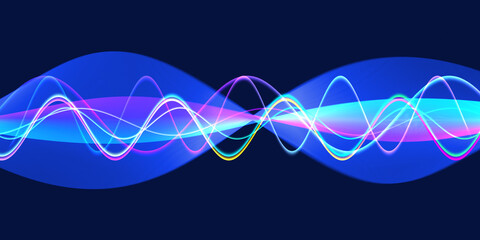 Speaking sound wave lines illustration.Colorful gradient motion abstract background.
