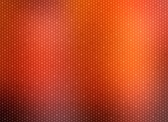 Orange metal gloss background covered small hexagonals mosaic. Shimmering texture abstract pattern.
