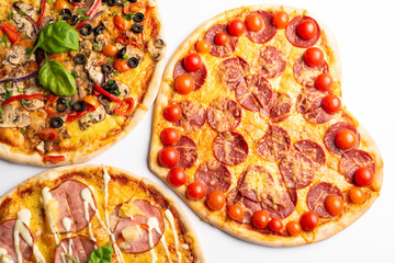 different various kind of pizzas