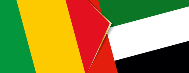 Mali and United Arab Emirates flags, two vector flags.