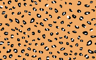 Abstract modern leopard seamless pattern. Animals trendy background. Orange and black decorative vector stock illustration for print, card, postcard, fabric, textile. Modern ornament of stylized skin.