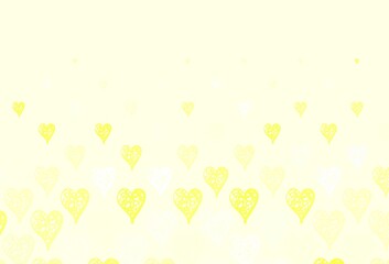 Light Green, Yellow vector background with hearts.