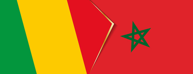 Mali and Morocco flags, two vector flags.